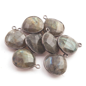 8 Pcs Labradorite Faceted Heart Shape Single Bail Pendant 925 Sterling Oxidized Silver 18mmx15mm SS929 - Tucson Beads