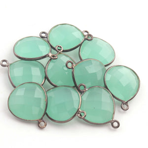 5 Pcs Aqua Chalcedony Oxidized  Sterling Silver Gemstone Faceted Heart Shape Pendant5 Pcs Green Chalcedony 925 Sterling Silver Faceted Marquise Shape Pendant / Connector Gemstone 19mmx15mm   SS203 - Tucson Beads