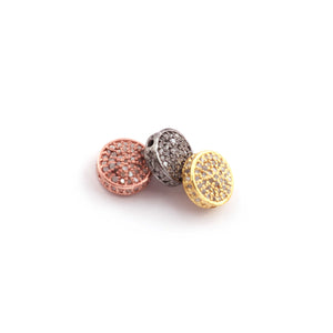 1 Pc Pave Diamond Designer Round Bead 925 Sterling Silver, Yellow & Rose Gold Vermeil - Diamond Bead 8mm PDC675 - Tucson Beads