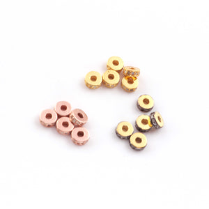 1 Pc Pave Diamond Designer Spacer Beads - Pave Jewelry 925 Sterling Silver & Vermeil , Rose &Yellow Gold Vermeil4mm PDC215 - Tucson Beads