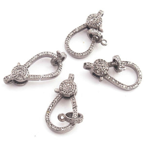1 PC Antique Finish Pave Diamond Lobsters Over 925 Sterling Silver - Double Sided Diamond Clasp 25mmx12mm LB279 - Tucson Beads