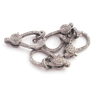 1 PC Antique Finish Pave Diamond Lobsters Over 925 Sterling Silver - Double Sided Diamond Clasp 25mmx12mm LB279 - Tucson Beads