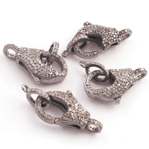 1 PC Antique Finish Pave Diamond Designer Lobsters Over 925 Sterling Silver - Double Sided Diamond Clasp 22mmx11mm LB00347 - Tucson Beads