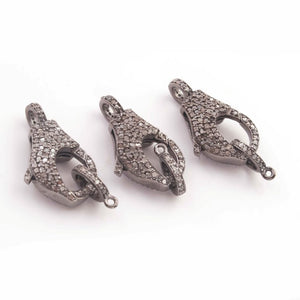 1 PC Antique Finish Pave Diamond Designer Lobsters Over 925 Sterling Silver - Double Sided Diamond Clasp 22mmx11mm LB00347 - Tucson Beads