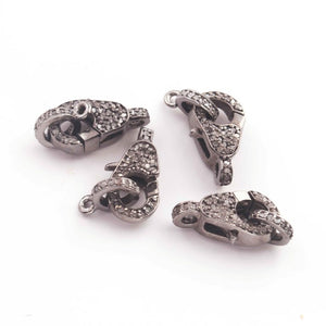 1 PC Antique Finish Pave Diamond Lobsters Over 925 Sterling Silver - Double Sided Diamond Clasp 16mmx10mm  LB00344 - Tucson Beads