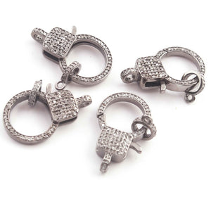 1 PC Antique Finish Pave Diamond Lobsters Over 925 Sterling Silver - Double Sided Diamond Clasp 26mmx16mm LB00351 - Tucson Beads