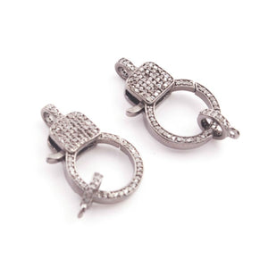 1 PC Antique Finish Pave Diamond Lobsters Over 925 Sterling Silver - Double Sided Diamond Clasp 26mmx16mm LB00351 - Tucson Beads