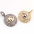 1 Pc Pave Diamond Evil Eye with Round Charm Pendant - 925 Sterling Silver & Yellow Gold Vermeil-Evil Eye with Round Pendant 22mmx20mm PD1744