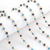 5 Feet Light Blue & Navy  Blue Glass Beads 3mm 24k Gold Plated Rosary Beaded Chain- Light Blue & Nevy Blue Glass Beads Beaded Chain- BD006
