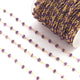 5 Feet Amethyst 3mm 24k Gold Plated Rosary Beaded Chain- Amethyst Beaded Chain- BD021 - Tucson Beads