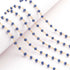 5 Feet Blue Glass Beads 3mm 24k Gold Plated Rosary Beaded Chain-  Blue Glass Beads Beaded Chain- BD009