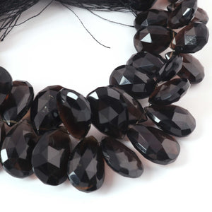 1  Strand Smoky Quartz Faceted Briolettes -Pear Shape  Briolettes  12mmx9mm-21mmx13mm -8 Inches BR03355 - Tucson Beads