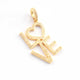 1 PC Pave Diamond " Love " Charm 925 Sterling Silver & Yellow Gold Pendant 27mmx17mm PD1917 - Tucson Beads