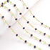 5 Feet Green & Navy Blue Glass Beads 3mm 24k Gold Plated Rosary Beaded Chain- Green & Navy Blue Glass Beads Beaded Chain- BD007
