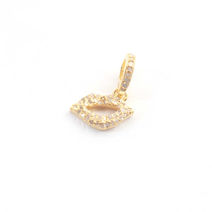 1 PC Pave Diamond Lips Charm Over 925 sterling Silver ,Vermeil Pendant - 12mmx7mm DP00217 1 PC Pave Diamond Lips Charm Over 925 sterling Silver ,Vermeil Pendant - 12mmx7mm PDC00217 - Tucson Beads