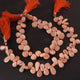1  Strand Peach Moonstone Smooth Briolettes  - Pear Shape  Briolettes  -24mmx14mm-10mmx7mm 10 Inches BR03360 - Tucson Beads