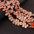 1  Strand Peach Moonstone Smooth Briolettes  - Pear Shape  Briolettes  -24mmx14mm-10mmx7mm 10 Inches BR03360