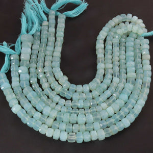 1  Strand Aqua Chalcedony Faceted Briolettes-Cube Shape Briolettes -6mm-10mm -10 Inches BR03350 - Tucson Beads