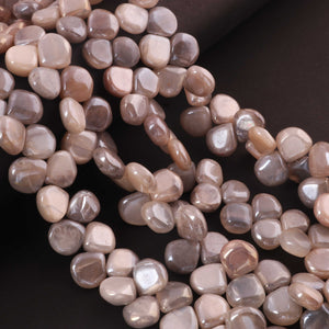 1  Strand Gray  Moonstone Silver Coated  Smooth Briolettes  -Heart Shape Briolettes  - 9mmx9mm-11mmx11mm -8  Inches 03357 - Tucson Beads