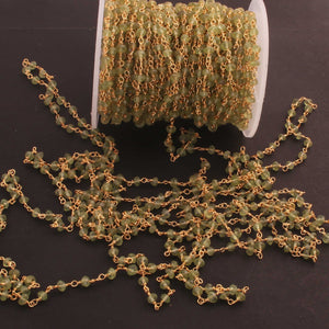 5 Feet Peridot 3mm 24k Gold Plated Rosary Beaded Chain-  Peridot Beaded Chain- BD011 - Tucson Beads