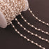 5 Feet Glass Pearl 3mm 925 Silver Plated Rosary Beaded Chain-  Pearl Beaded Chain- BD019