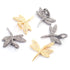 1 PC Pave Diamond Dragon Fly Charm 925 Sterling Silver & Yellow Gold Pendant 18mmx21mm PD1906