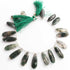 1 Strand Green Agate Faceted Briolettes - Pear Shape Briolettes  26mmx10mm -31mmx10mm- 10 Inches BR1200
