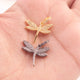 1 PC Pave Diamond Dragon Fly Charm 925 Sterling Silver & Yellow Gold Pendant 18mmx21mm PD1906 - Tucson Beads