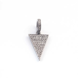 1 Pc Pave Diamond Designer Triangle Charm 925 sterling Silver , Yellow Gold Vermeil Pendant (You- Choose)- 18mmx11mm PDC00210 - Tucson Beads