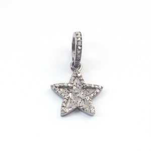 1 pc Pave Diamond Tiny Sun Star Charm ,Sterling Silver Charm, Vermeil Pave diamond Finding, jewelry making supplies 15mmx12mm PDC00219 - Tucson Beads