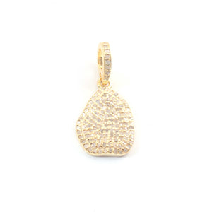 1 PC Pave Diamond Fancy Charm 925 Sterling Silver & Yellow Gold Pendant 17mmx12mm PD1923 - Tucson Beads