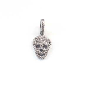 1 Pc Pave Diamond Skull Pendant, 925 Sterling Silver/Yellow Gold Vermeil, 16mmx10mm Pave Diamond Pendant, You Choose PDC00236 - Tucson Beads