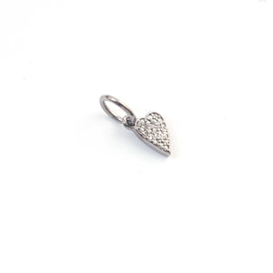 1 Pc Pave Diamond Heart Charm Pendant, 925 Sterling Silver Heart Pendant Pave Diamond Jewelry 12mmx7mm You Choose PDC00072 - Tucson Beads
