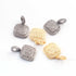 1 PC Pave Diamond Square Charm 925 Sterling Silver & Yellow Gold Pendant 15mmx13mm PD1912