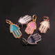 1 Pc Pave Diamond Bakelite Hamsa Pendant, Designer Charm Sterling Silver , Rose & Yellow Gold Vermeil , Pave Diamond Jewelry 17x11mm PDC00356 - Tucson Beads