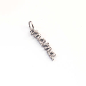 1 Pc Pave Diamond Small 'mama' Letter Charm Pendant, 925 Sterling Silver/Yellow Gold Vermeil 24mmx5mm, PDC00227 - Tucson Beads