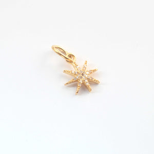 1 Pc Pave Diamond Star Charm Pendant, 925 Sterling Silver Pendant/Yellow Gold Vermeil, Pave Diamond Jewelry 12mmx11mm PDC00221 - Tucson Beads