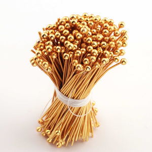 50 Pcs Gold Plated Head Pin,  Gold Stike ,Round Shape Head Pin , Copper Pin,  Gold Plated Copper Head Pin 65mmx5mm GPC1475 - Tucson Beads