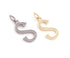 1 PC Pave Diamond Letter " S " Shape Pendant Over 925 Sterling Silver & Yellow Gold - 22mmx12mm-8mmx5mm RRPD013