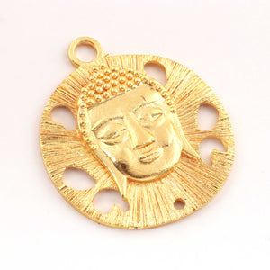 5 Pcs Beautiful Buddha Face Pendant 24K Gold Plated on Copper - Buddha Pendant 45 mmx40mm GPC1484 - Tucson Beads
