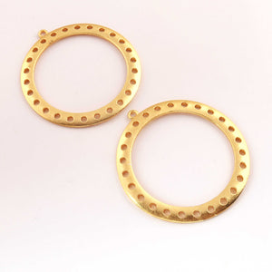 5  pcs Gold Plated Designer Round Charms, Beautiful Gold Round Charm , Jewelry Making Supplies 55 mm Bulk Lot GPC1480 - Tucson Beads