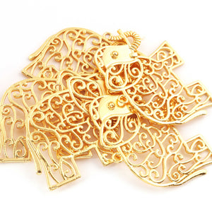 10 Pc Designer 24k Gold Plated Elephant Charm  ,Copper Elephant Design Pendant , Filigree Elephant Jewelry Making46mmx61mm GPC1482 - Tucson Beads