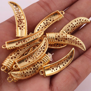 5 Pcs 24k Gold Plated Copper Horn Pendant, Designer Charm, Jewelry Making Tools,32mmx8mm, gpc1476 - Tucson Beads