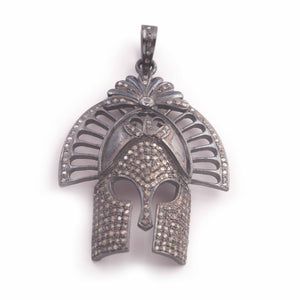 1 PC Pave Diamond Genuine Mask Pendant - 925 Sterling Silver 66mmx26mm PD292 - Tucson Beads