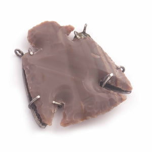 1 Pc Natural Pave Diamond Jasper Bird Arrowhead Charm Pendant -- 925 Sterling Silver 60mmX37mm PDC1469 - Tucson Beads