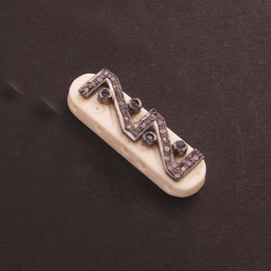 1 PC Pave Diamond Bone Pendant - 925 Sterling Silver - Carved Bone Pendant 34mmx9mm PD1470 - Tucson Beads