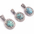 1 Pc Natural Pave Diamond Turquoise Oval Pendant -- 925 Sterling Silver Pendant 20mmx14mm PDC1467