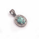1 Pc Natural Pave Diamond Turquoise Oval Pendant -- 925 Sterling Silver Pendant 20mmx14mm PDC1467 - Tucson Beads