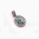 1 Pc Natural Pave Diamond Turquoise Oval Pendant -- 925 Sterling Silver Pendant 20mmx14mm PDC1467 - Tucson Beads