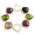 5 Pcs Birth Stone Heart Shape 24k Gold Plated Double Bail Connector- Multi Stone Faceted Connector 25mmx17mm PC0017(You Choose)